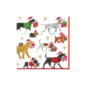 Caspari 735343078835 Entertaining With Christmas Delivery Cocktail Napkins White