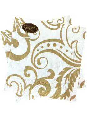 7361l Caspari Paper Luncheon Napkins Gold Filigree - 2 Packs