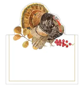 92912p Caspari Die-cut Place Cards Woodland Turkey - 2 Packs