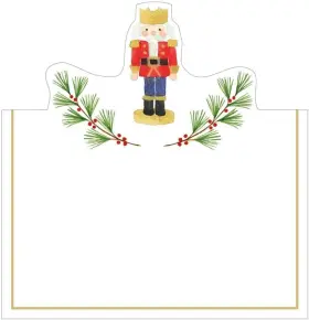 94912p Caspari Die-cut Place Cards Little Nutcracker Foil - Set Of 2