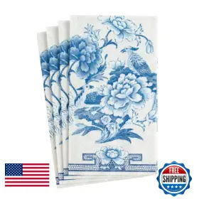 B086q466mq Caspari Blue White Paper Guest Towel Napkins - Two Packs Of 15