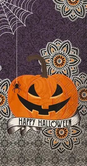 Bf940500 Caspari Boston Paper Guest Towel Happy Halloween Pumpkin - 2 Packs