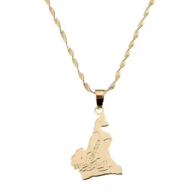 G158 Cb Gold Jewelry R Publique Du Cameroun Map Pendant Necklace Douala Yaounde Africa C