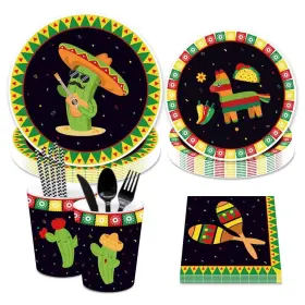 Cc Home 793740101501 141pcs Mexican Fiesta Supplies Pack Serves 16 Includes Plates Cups And N