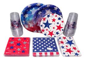 Celebrate 039938827021 New 4th Of July Party Bundle Cups Plates And Napkins Patriotic Bbq Set