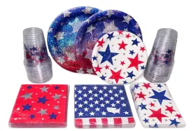 Celebrate 039938827021 New 4th Of July Party Bundle Cups Plates And Napkins Patriotic Bbq Set