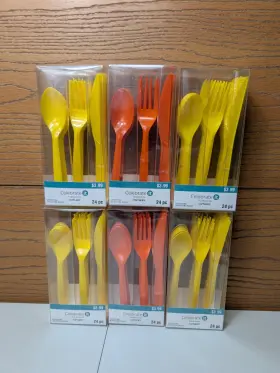 Celebrate It 195158162615 144 Plastic Cutlery Orange 6 Pcks Of 24 Pcs/pack Spoon Knife Fork