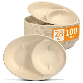 Celel 797430142409 2 Compartment Oval Paper Bowls 100 Pack Disposable Chip And Dip For Pa