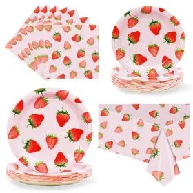 Cenlbj 768443953276 Strawberry Party Tableware Set Birthday Decoration Summer Fruit Pa