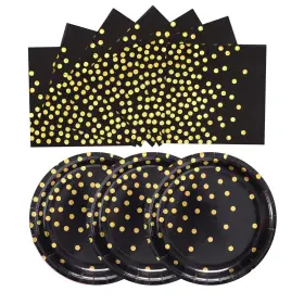 Cenlbj 768461577461 Disposable Paper Plates 100 Pack Black And Gold 50 X 9 6.5 N