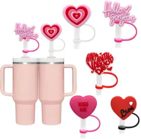 Q509 Cewewp 5 Pcs 10mm Silicone Heart Straw Covers For Stanley 40&30 Oz Tumbler Cute Sil