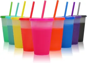 Ft20210018 Chainplus Color Changing Cups With Lids And Straws - 16 Oz Cute Reusable Multicolor Ft20210018 Chainplus Color Changing Cups With Lids And Straws - 16 Oz Cute Reusable Multicolor