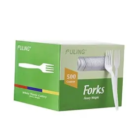 Fw-fork-500 Changli 500 Count Heavy Duty White Plastic Forks Disposable Utensils Party Cutlery Fork