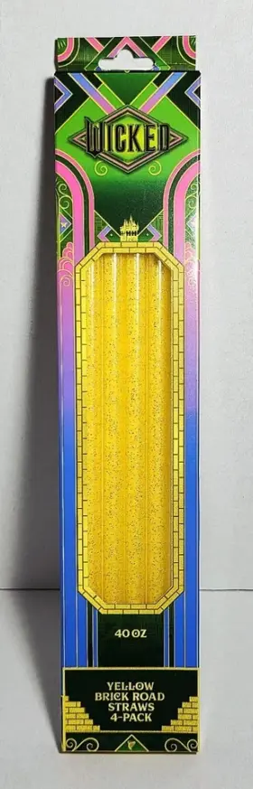 Charcharms 850070586672 Wicked 40 Oz Stanley Tumbler Straws - The Yellow Brick Road Glitter 4 Pack