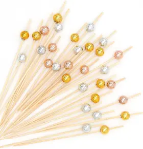 Chengrui 445015610630 100 Counts Cocktail Picks Fancy Toothpicks For Appetizers Tricolor Pearl