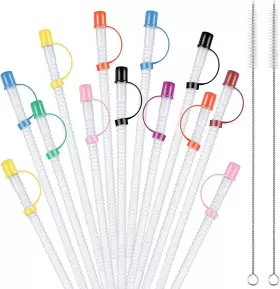 Chengu 445017742773 24 Pack Flexible Straws With Drinking Straw Caps Long Plastic Bendable