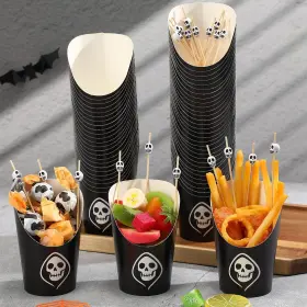 Cg-chengu-4580 Chengu 260 Pcs Halloween Charcuterie Cups Paper Cup About 14 Oz White Black