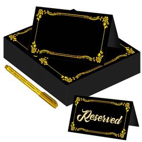 Chenkaiyang Nkdy0k2199 100 Pcs Black Place Cards And Gold Pen For Weddings Name