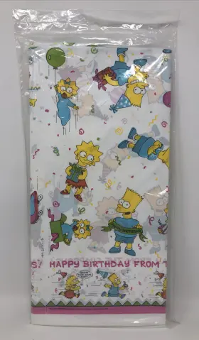 Chesapeake 092352266821 Simpsons Birthday Tablecloth Party Tablecover Vtg 1990 Plastic 54 X 96 Usa Fox
