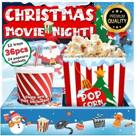 36ps Cheshire Gifts 197644259540 Movie Night Christmas Party Supplies - Snack Tra