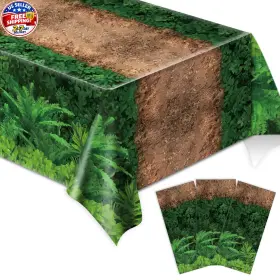 Jm0473 Chiazllta 3pcs Forest Path Tablecloth Dinosaur Party Woodland Birthday Supplies