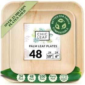 Chic Leaf 850020331499 Compostable And Biodegradable Palm Disposable Bamboo Plates - P
