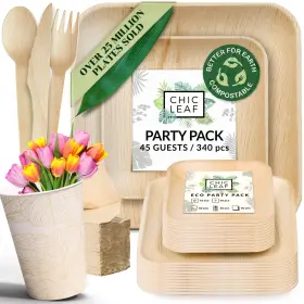 Chic Leaf 850020331963 Compostable And Biodegradable Palm Disposable Bamboo Plates- Pa