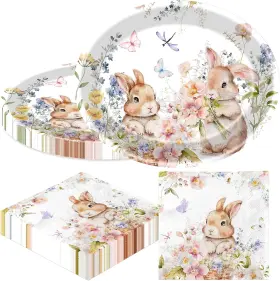 Chifuyuemaoyi-34 Chifuyuemaoyi 445011832807 100pcs Easter Plates And Napkins Includes 50pcs Oval Paper