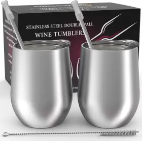 Chillout Life 689353901624 12 Oz Stainless Steel Wine 2 Count Pack Of 1