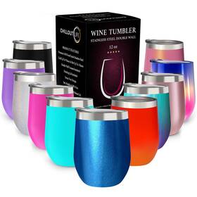 Chillout Life Chillout74 12 Oz Stainless Steel Wine 12oz Pack Of 1 Blue Sparkle