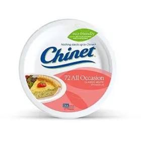 Chinet 037700323108 Classic White Round All Occasion Fiber Plates 8.75 Inch 72 Count