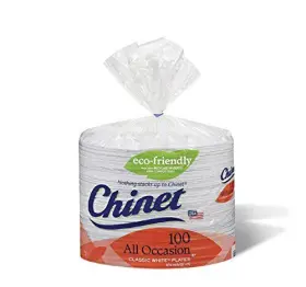 Chinet 037700327496 Classic White Round All Occasion Fiber Plates 8.75 Inch 100 Count
