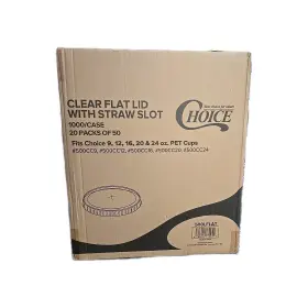 Choice 400011739454 Clear Flat Lid With Straw Slot - 9 12 16 20 And 24 Oz. 1000/case