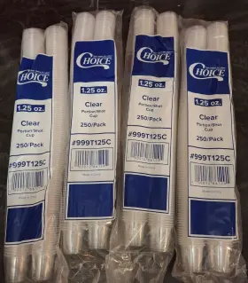 999t125c Choice Plastic Shot Glasses 1.25 Oz Clear Cups 4x 250-pack Sleeves 1000