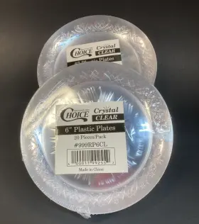 Choice Crystal Clear 400011992552 Plastic Disposable Party Plates 2 Packs Of 20 Count Each 6 Inch