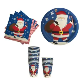 Christmas House 788794718225 Paper Plates Napkins And Cups With Santa- Great For Parties 2017 Blue