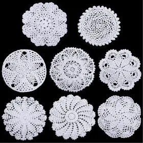 Lace-25 Chuangdi 8 Pcs Handmade Crochet White Lace Doilies For Tables Round