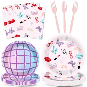 Cn0611 Chunnin 96pcs Eras Birthday Party Plates And Napkin Women Music Suppl