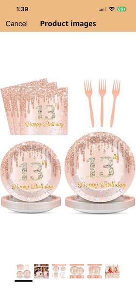Chunnin Cn0919 96 Pcs Rose Gold 13th Birthday Party Plates And Napkins For Girls