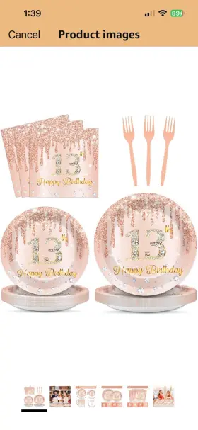 Cn0919 Chunnin 96 Pcs Rose Gold 13th Birthday Party Plates And Napkins For Girls