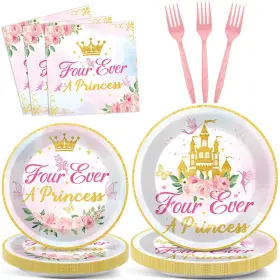Cn0973 Chunnin 96pcs Four Ever A Princess Plates And Napkins Girl 4th Birthday Party Decorat Cn0973 Chunnin 96pcs Four Ever A Princess Plates And Napkins Girl 4th Birthday Party Decorat