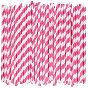 Chunspak 331807343108 Compostable Hot Pink Paper Drinking Straws Bulk 7.75 Inch 1000 Counts For Cockta