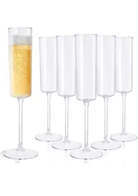 Ec27 Ciaell 24 Pack Plastic Champagne Flutes - Clear 6 Oz Disposable Glasses