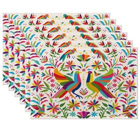 Ciaidu Lyrcad-439 Colorful Mexican Bird Flower Placemats 12 Inch X18
