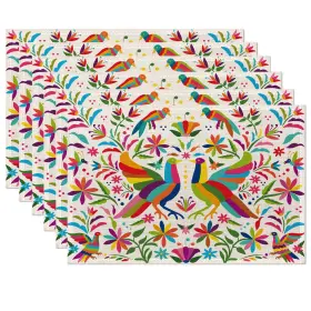 Lyrcad-439 Ciaidu Colorful Mexican Bird Flower Placemats 12 Inch X18
