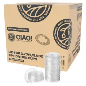 G-pet-lid-3.25 Ciao G-pet-lid-3.25/4/5.5oz Portion Cup Lids Ultra Clear Pet For 3.25 4 And 5.5 Oz