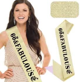 Ac0933 Cieher 60th Birthday Sash For Decorations Women 60 And Fabulous 60t
