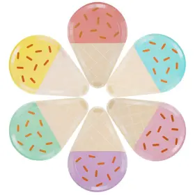 1pd-0-6 Cieovo 48 Pcs Ice Cream Party Plates 10ftft Disposable Paper For Summer
