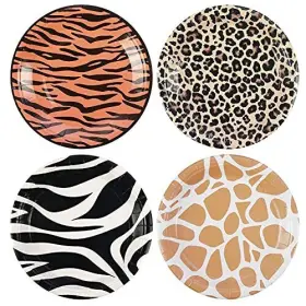 Cieovo 365541287146 40 Pack Disposable Plates Zoo Animal Print Party Paper Dessert