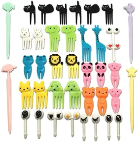 Ckanday 931234981091 Set Of 40 Lovely Animal Food Fruit Picks Forks Mini Cute Cartoon Toot